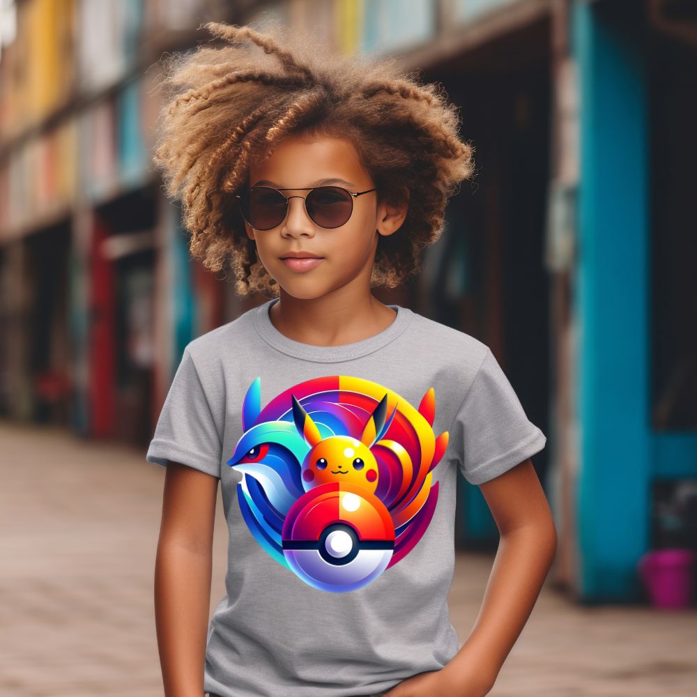 Camiseta Infanto Juvenil Personagens Pikachu Pokémon Vintage Pokebola