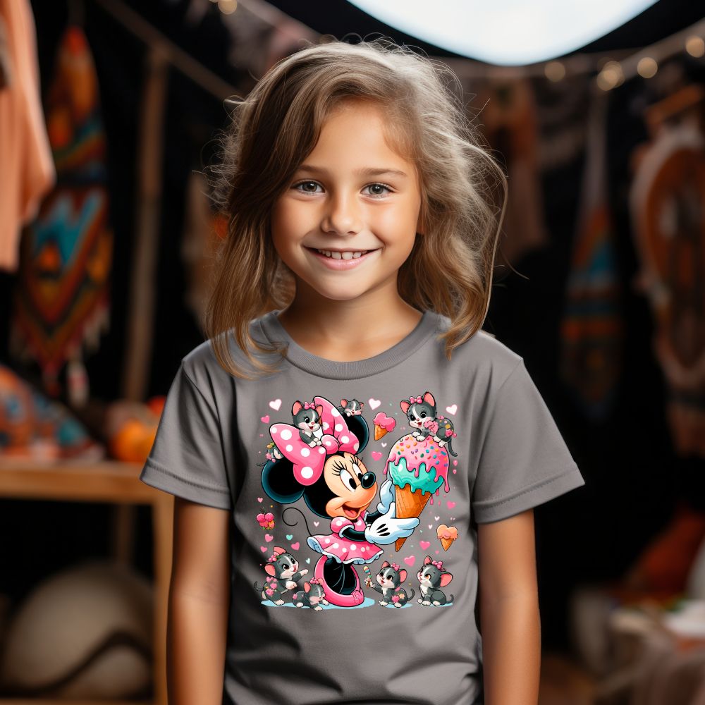 Camiseta Infanto Juvenil Personagens Minnie Sorvetes Personagem Feminina