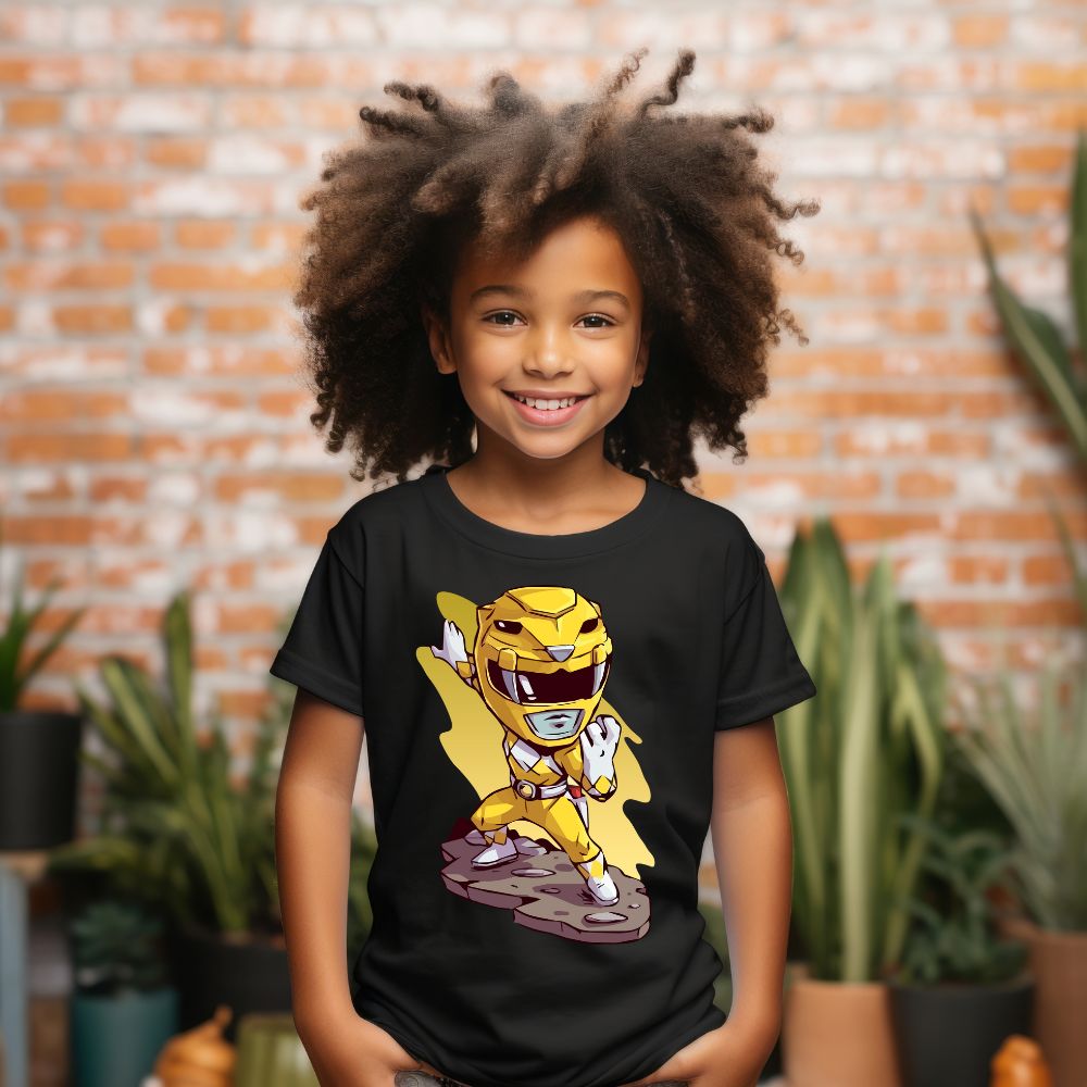 Camiseta Infanto Juvenil Personagens Power Rangers Amarelo