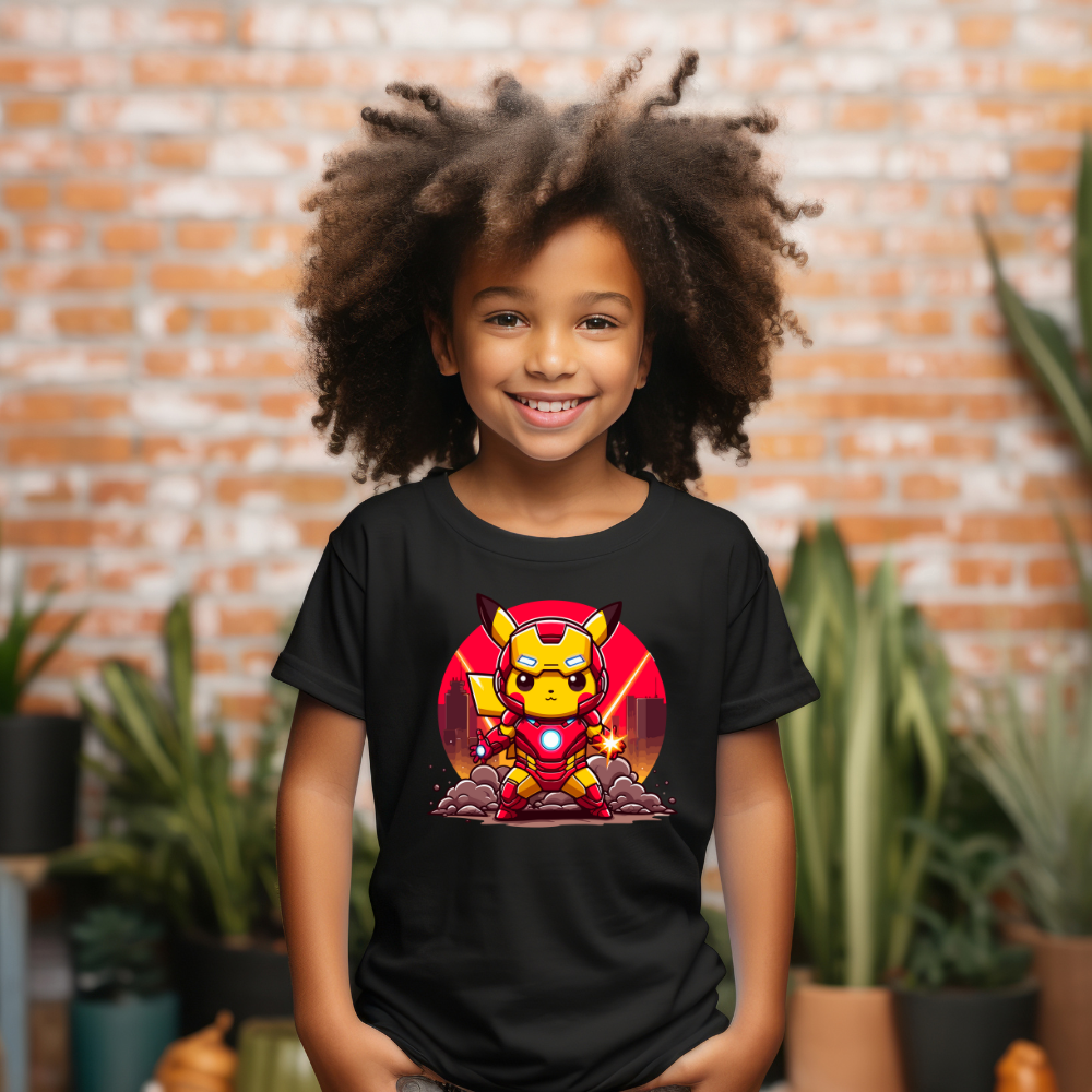 Camiseta Infanto Juvenil Personagens Pokemon Personagem Homem de Ferro