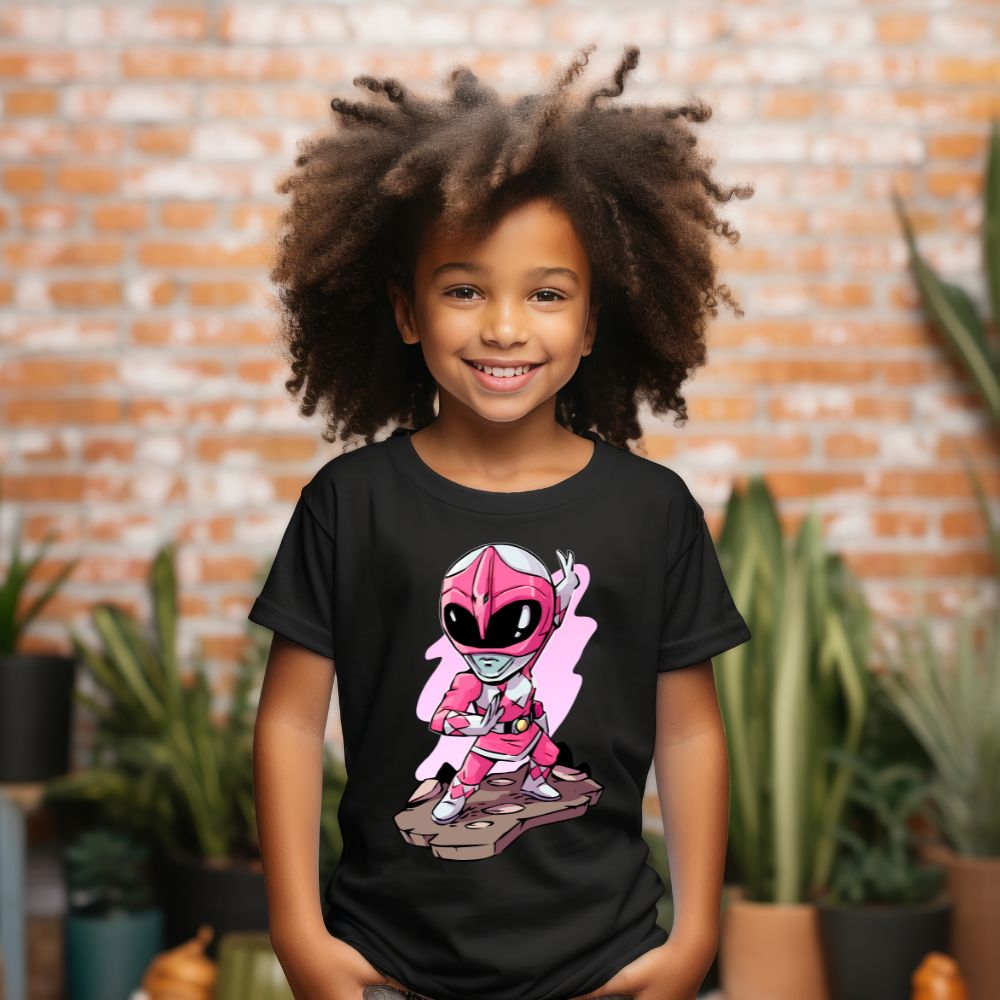 Camiseta Infanto Juvenil Personagens Power Rangers Rosa