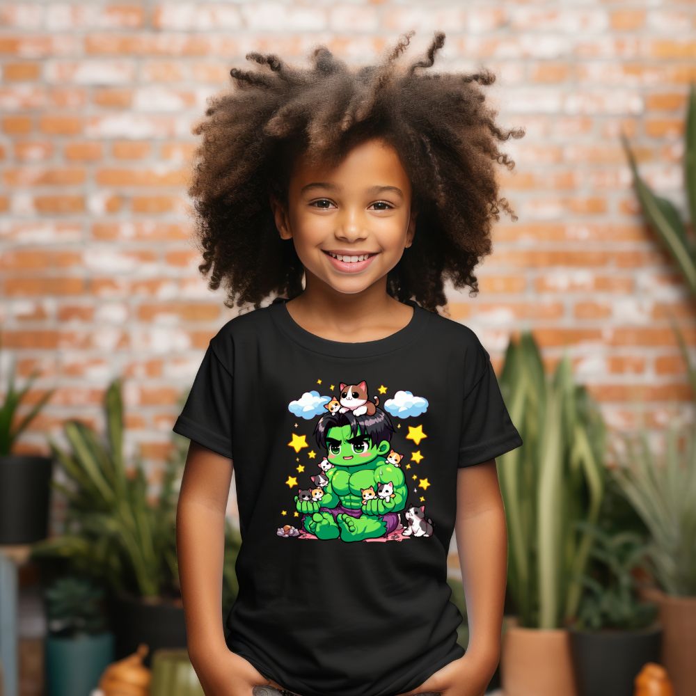 Camiseta Infanto Juvenil Personagens Hulk Gatinhos