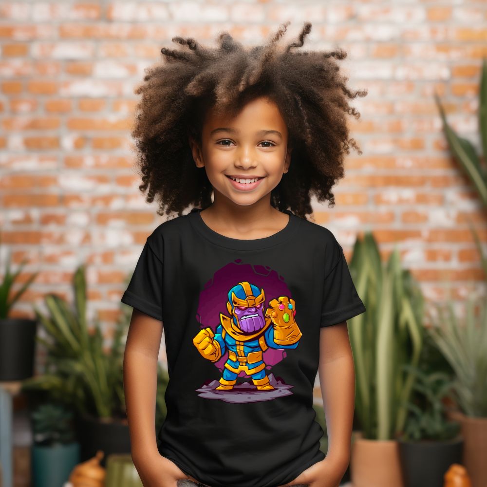 Camiseta Infanto Juvenil Personagens Super Heróis Thanos Vilão