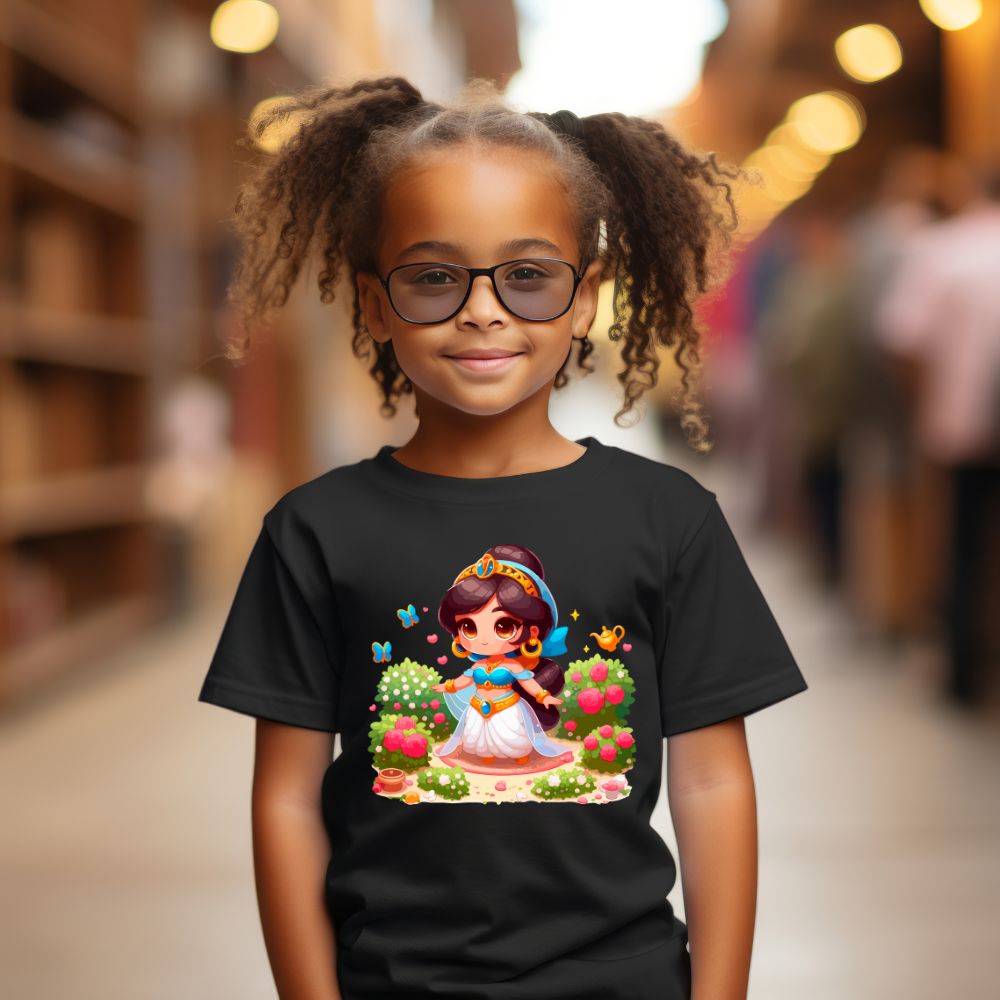 Camiseta Infanto Juvenil Personagens Princesa Jasmine Aladdin