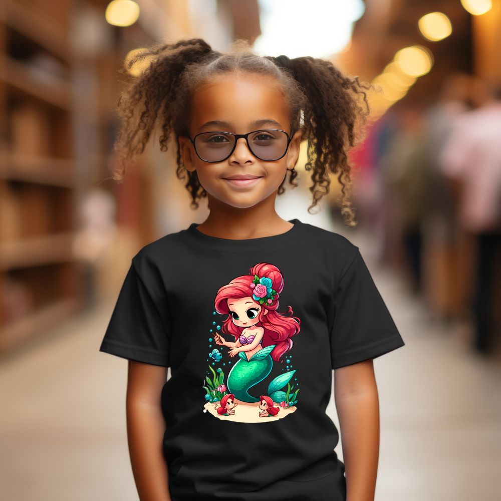 Camiseta Infanto Juvenil Personagens Feminina Sereia Ariel