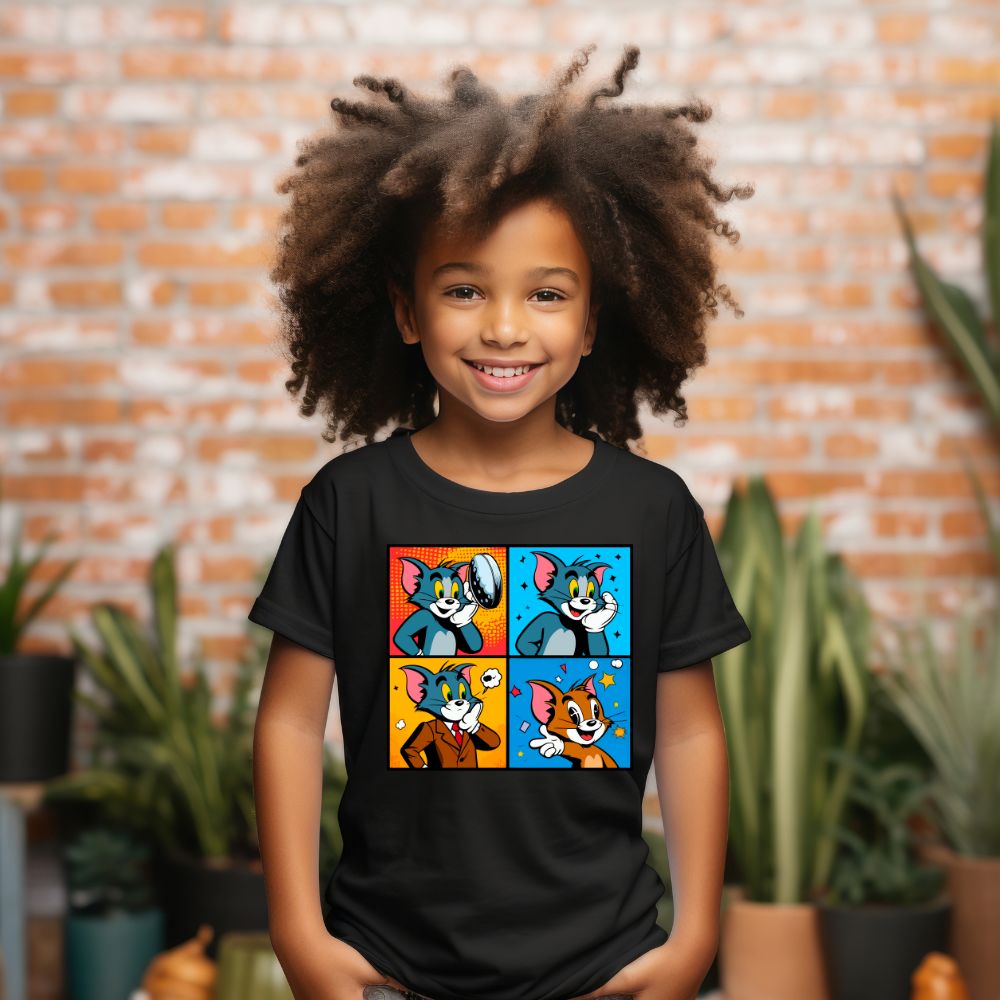 Camiseta Infanto Juvenil Personagens Tom e Jerry Desenhos Infantil