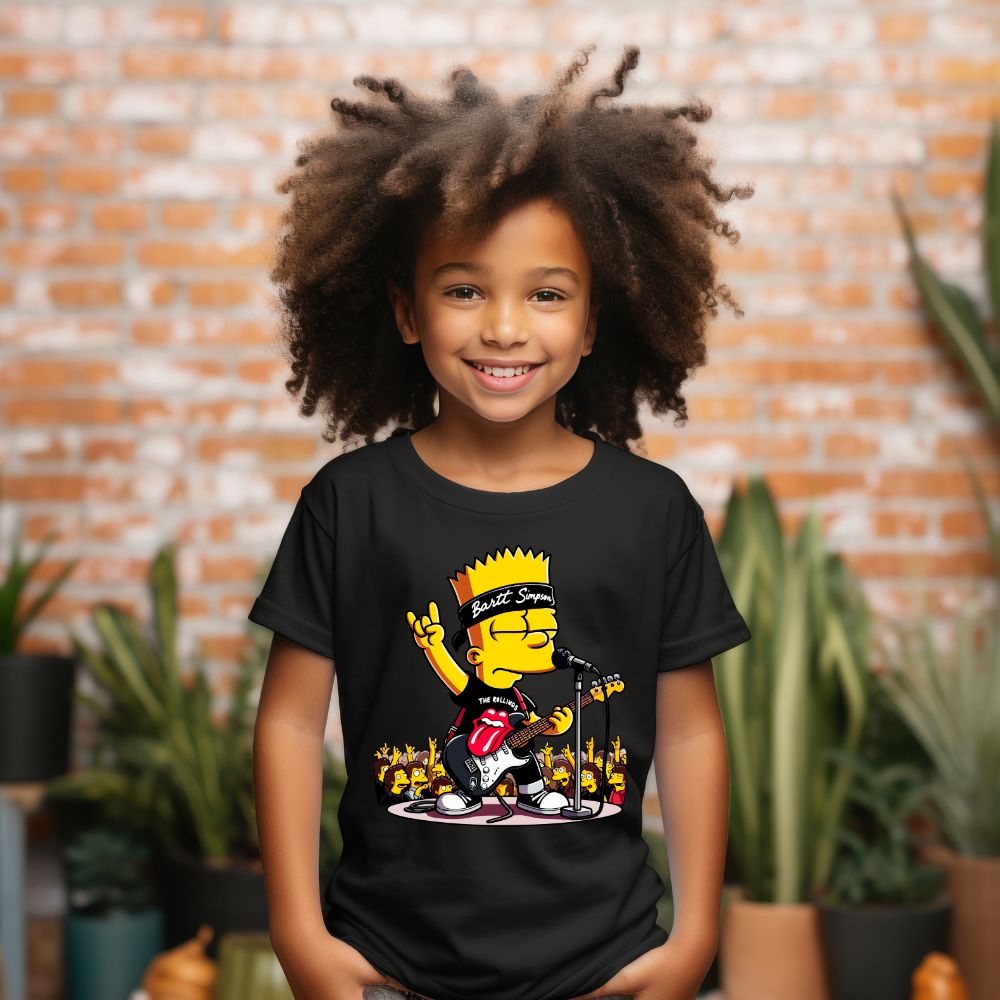 Camiseta Infanto Juvenil Personagens Bart Simpsons Rock Roll 01