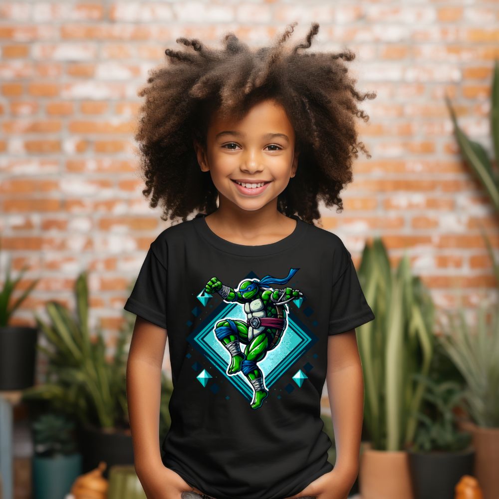 Camiseta Infanto Juvenil Personagens Tartarugas Ninjas Leonardo