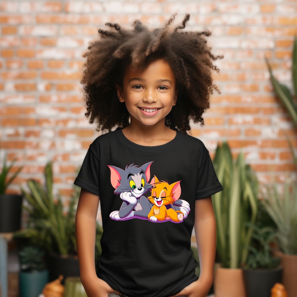 Camiseta Infanto Juvenil Personagens Gatinhos desenhos Tom e Jerry