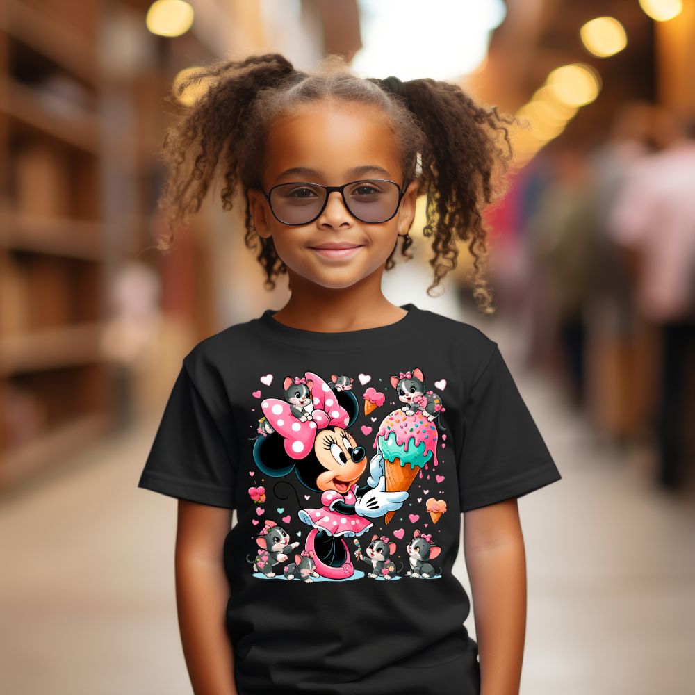 Camiseta Infanto Juvenil Personagens Minnie Sorvetes Personagem Feminina