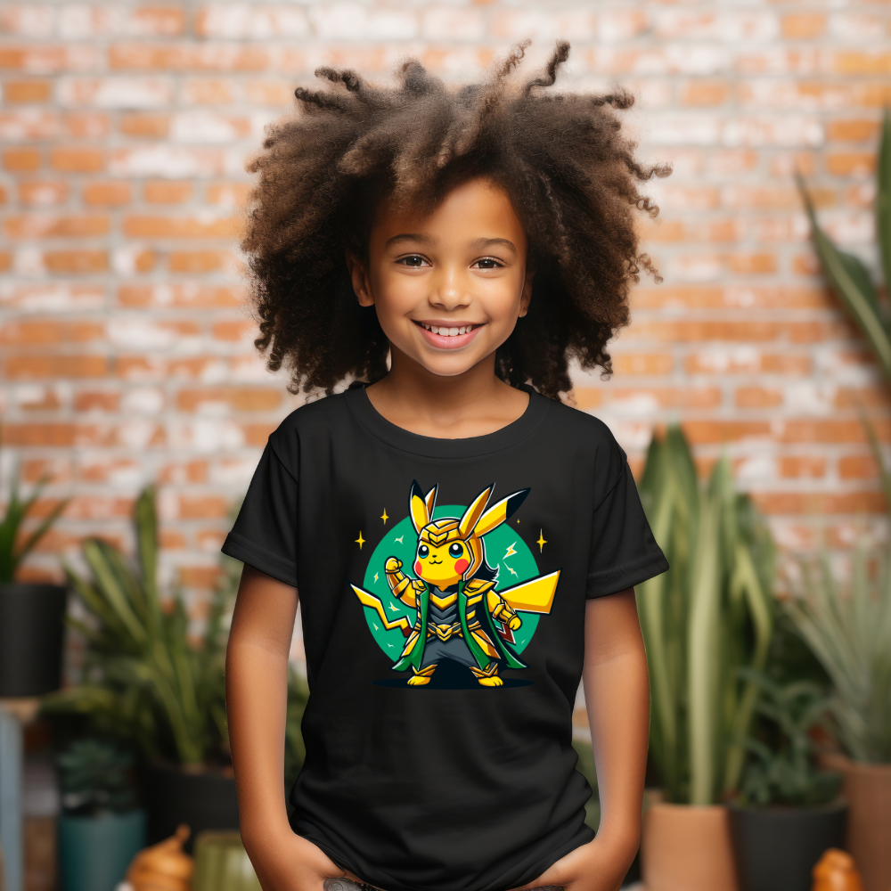 Camiseta Infanto Juvenil Personagens Pikachu Personagem Loki vilão