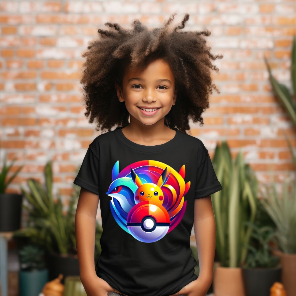 Camiseta Infanto Juvenil Personagens Pikachu Pokémon Vintage Pokebola