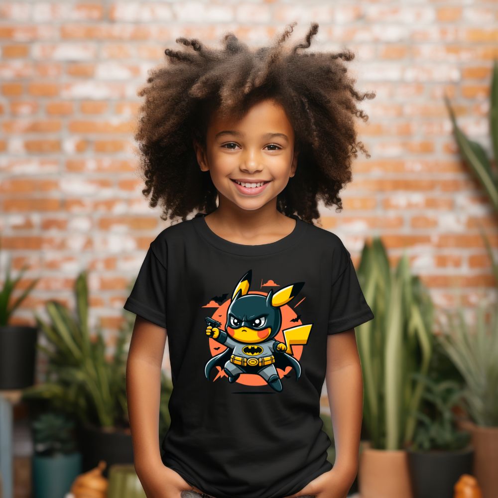 Camiseta Infanto Juvenil Personagens Pikachu Herói Batman