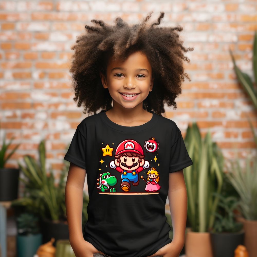 Camiseta Infanto Juvenil Personagens Super Mario World Dino princesa
