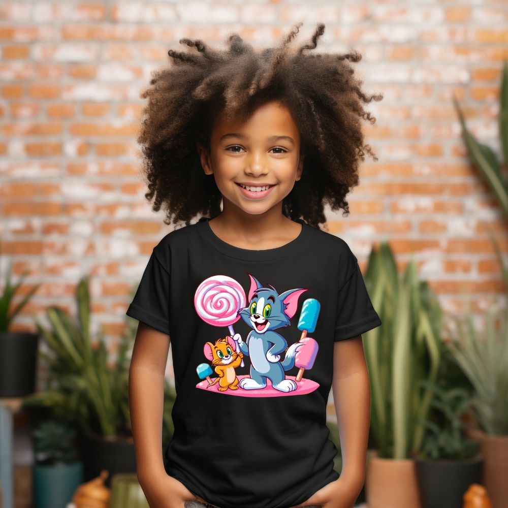 Camiseta Infanto Juvenil Personagens Tom e Jerry Desenho kids