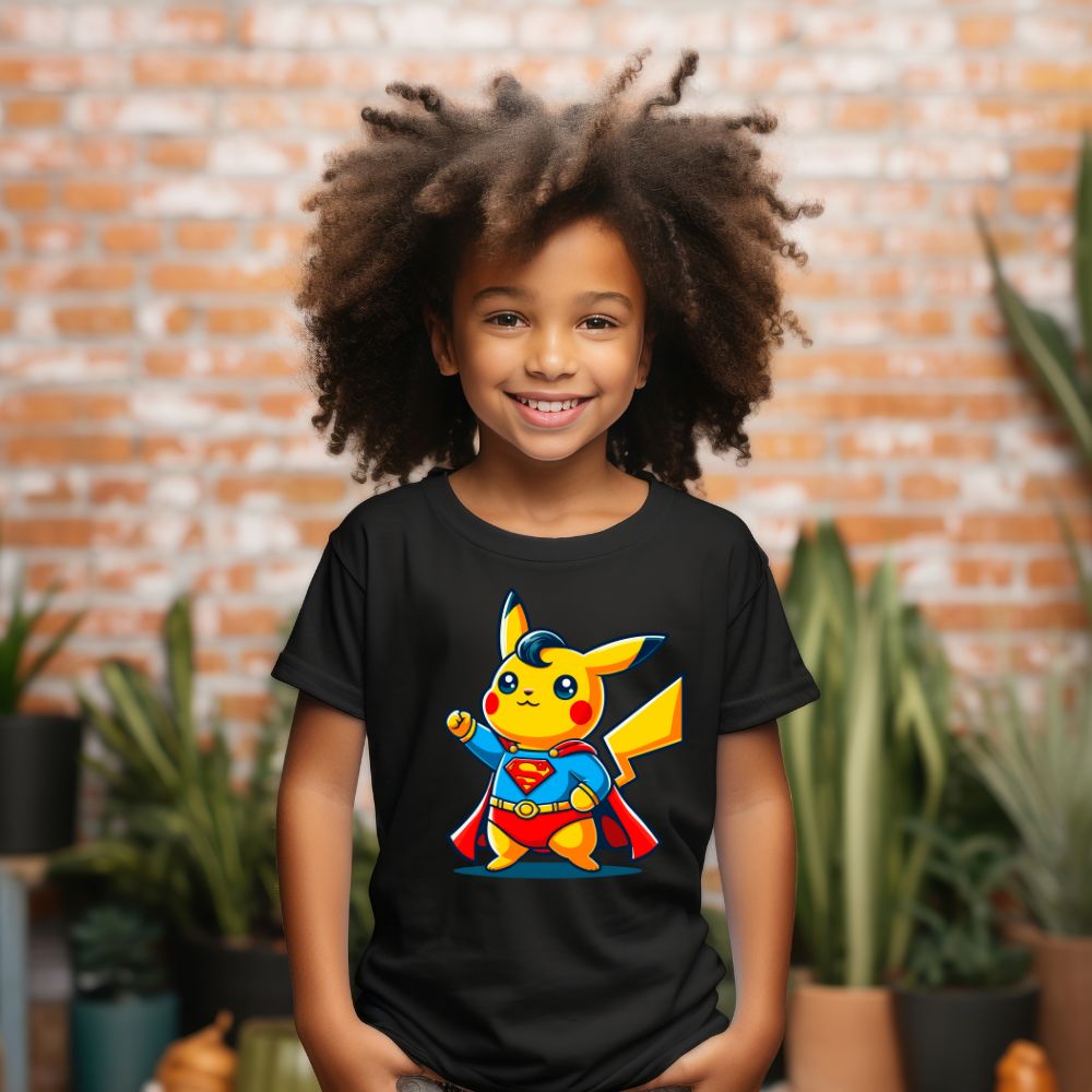 Camiseta Infanto Juvenil Personagens Pikachu Super Heróis Superman