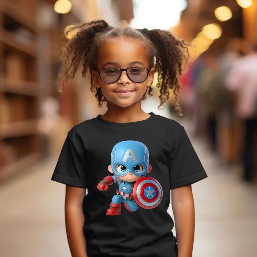 Camiseta Infanto Juvenil Personagens Infantil Capitão América Mini Herói