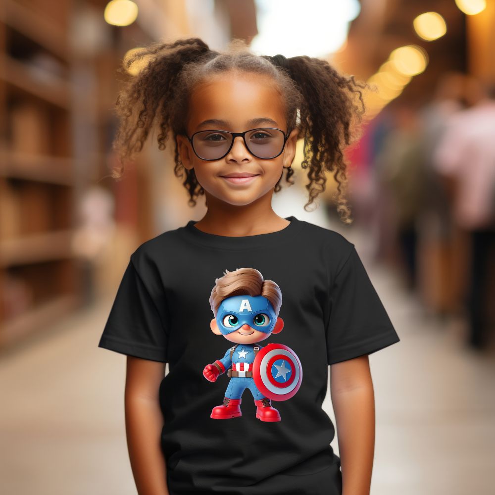 Camiseta Infanto Juvenil Personagens Desenhos Capitão América Mini Herói