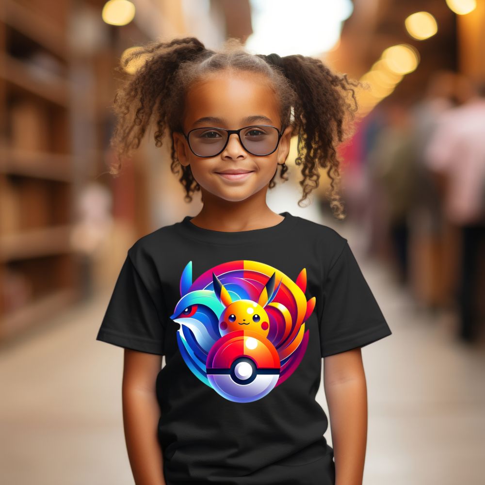 Camiseta Infanto Juvenil Personagens Pikachu Pokémon Vintage Pokebola