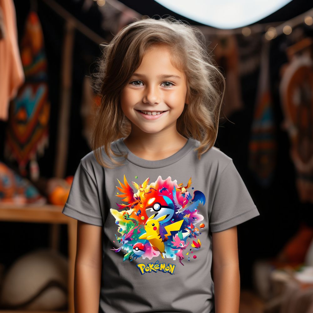 Camiseta Infanto Juvenil Personagens Pokémon Pokebola Games