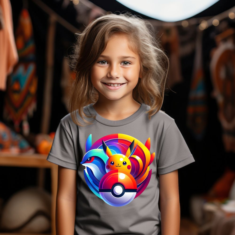 Camiseta Infanto Juvenil Personagens Pikachu Pokémon Vintage Pokebola