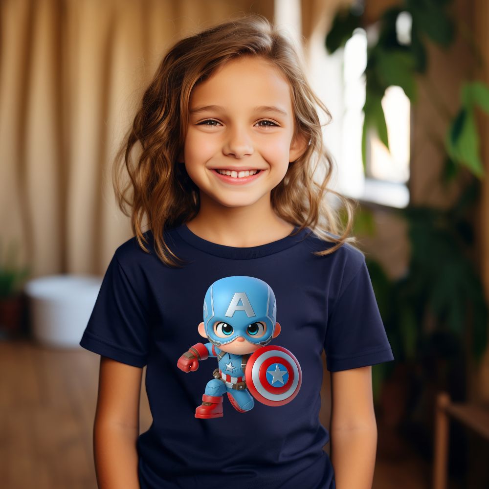 Camiseta Infanto Juvenil Personagens Infantil Capitão América Mini Herói