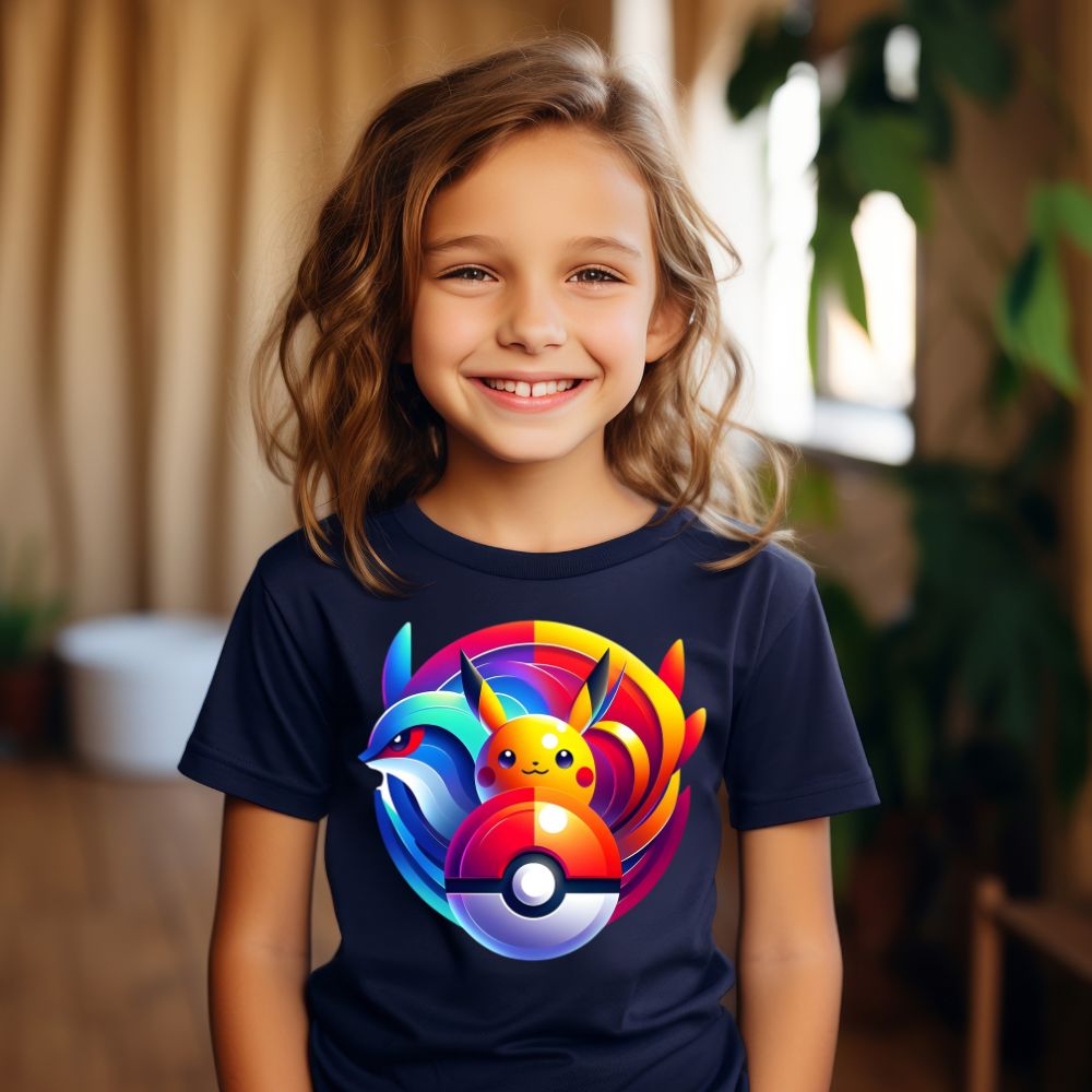 Camiseta Infanto Juvenil Personagens Pikachu Pokémon Vintage Pokebola