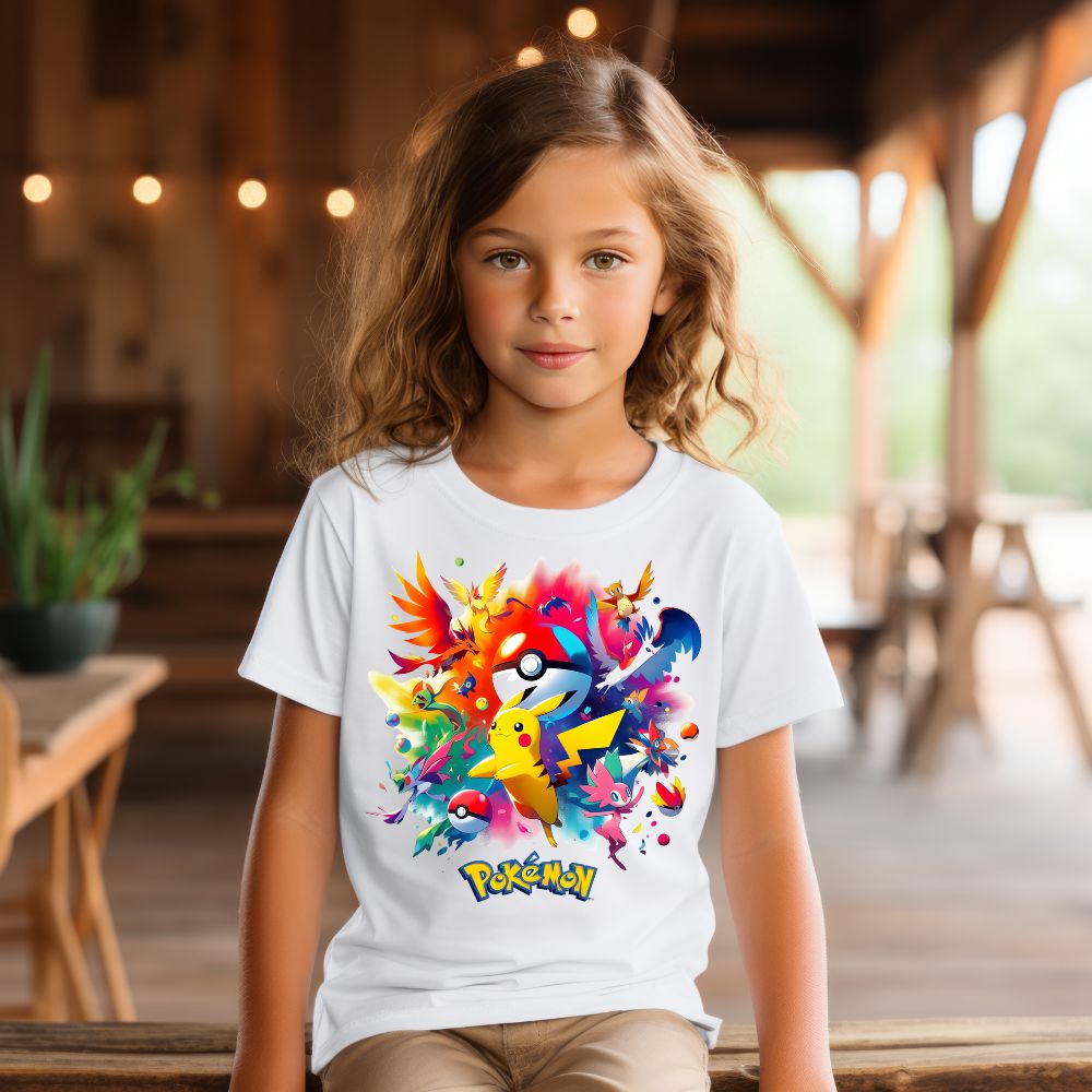 Camiseta Infanto Juvenil Personagens Pokémon Pokebola Games