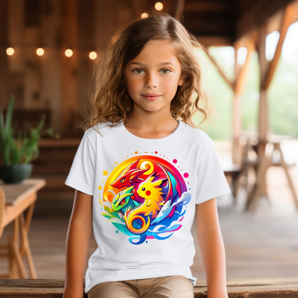 Camiseta Infanto Juvenil Personagens Pikachu Pokémon Vintage