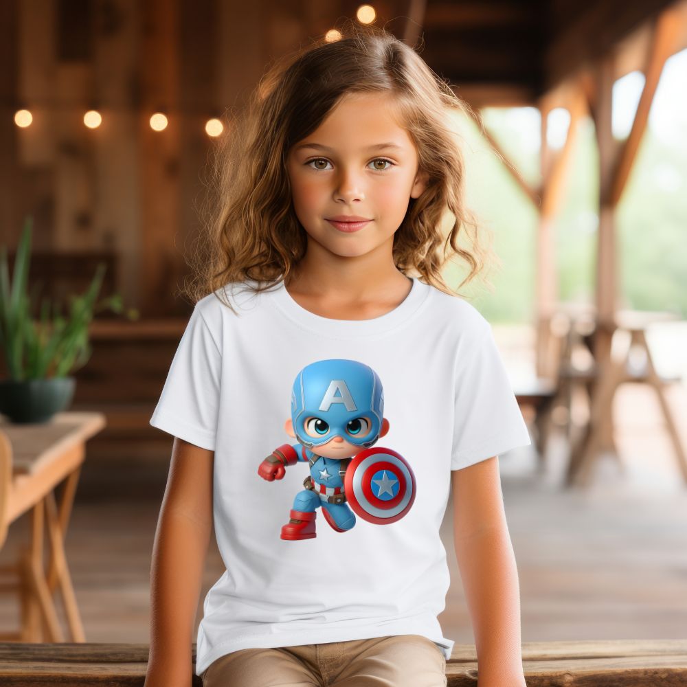 Camiseta Infanto Juvenil Personagens Infantil Capitão América Mini Herói