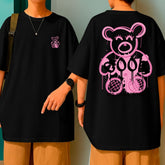 Camiseta Oversized Streetwear Feminina Cool Girl Bear Rosa Fashion