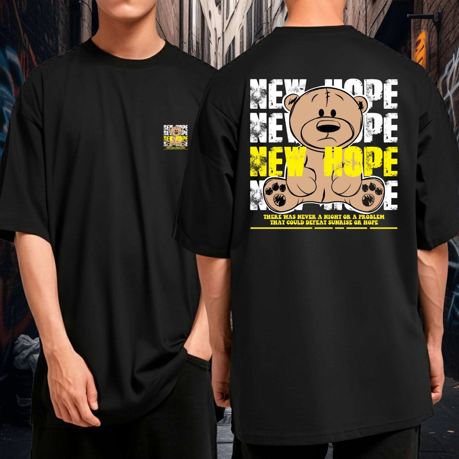 Camiseta Oversized 100% Algodão New Hope Bear Streetwear Positiva