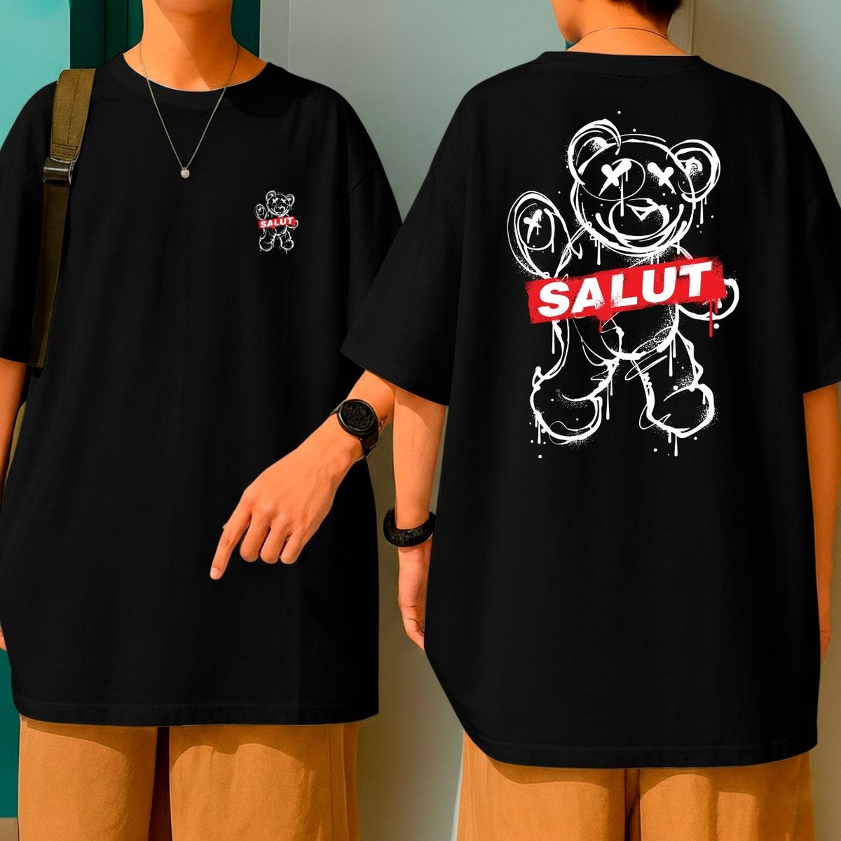 Camiseta Oversized Blusa Larga Bom Caimento Salut Bear Streetwear Iconic Style