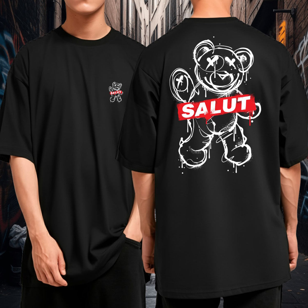 Camiseta Oversized Malha Premium Salut Bear Streetwear Blusão 100% Algodão