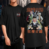 Camiseta 100% Algodão Oversized Unissex Demon Slayer Anime Hashiras