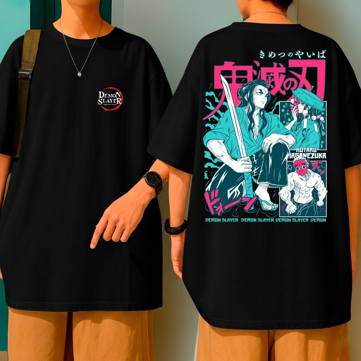 Camiseta Oversized Demon Slayer Ferreiro Anime Estampa Geek Malha Grossa Premium