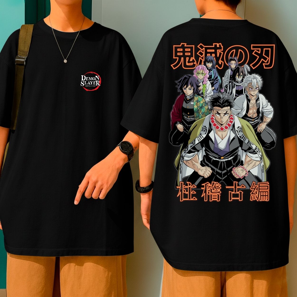 Camiseta Oversized Algodão Malha Premium Demon Slayer Pilares Hashiras Personagens