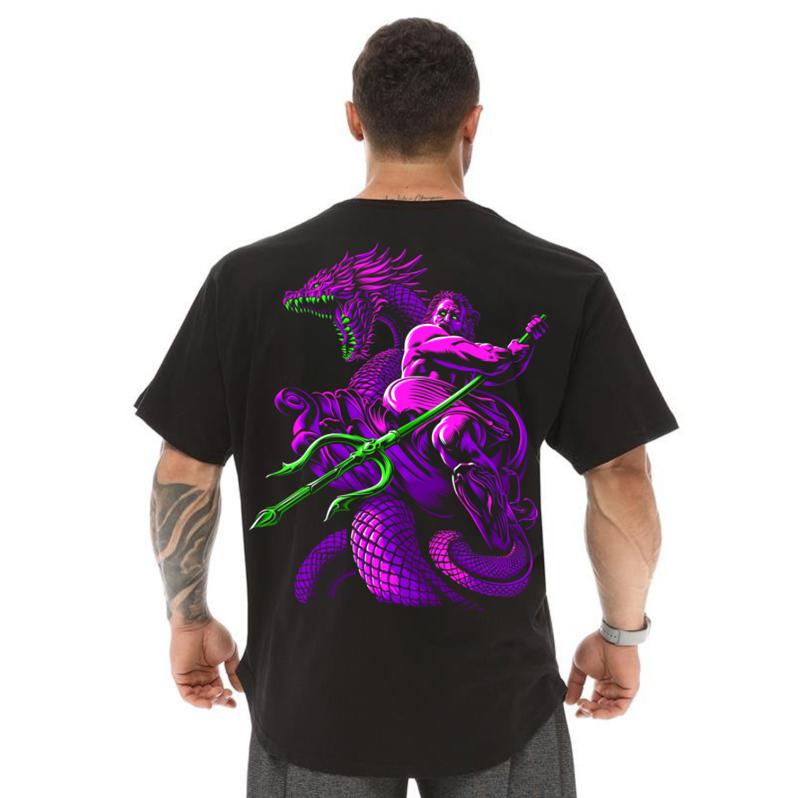 Camiseta Oversized 100% Algodão Malha Premium Poseidon Estampa Academia Musculação Gym