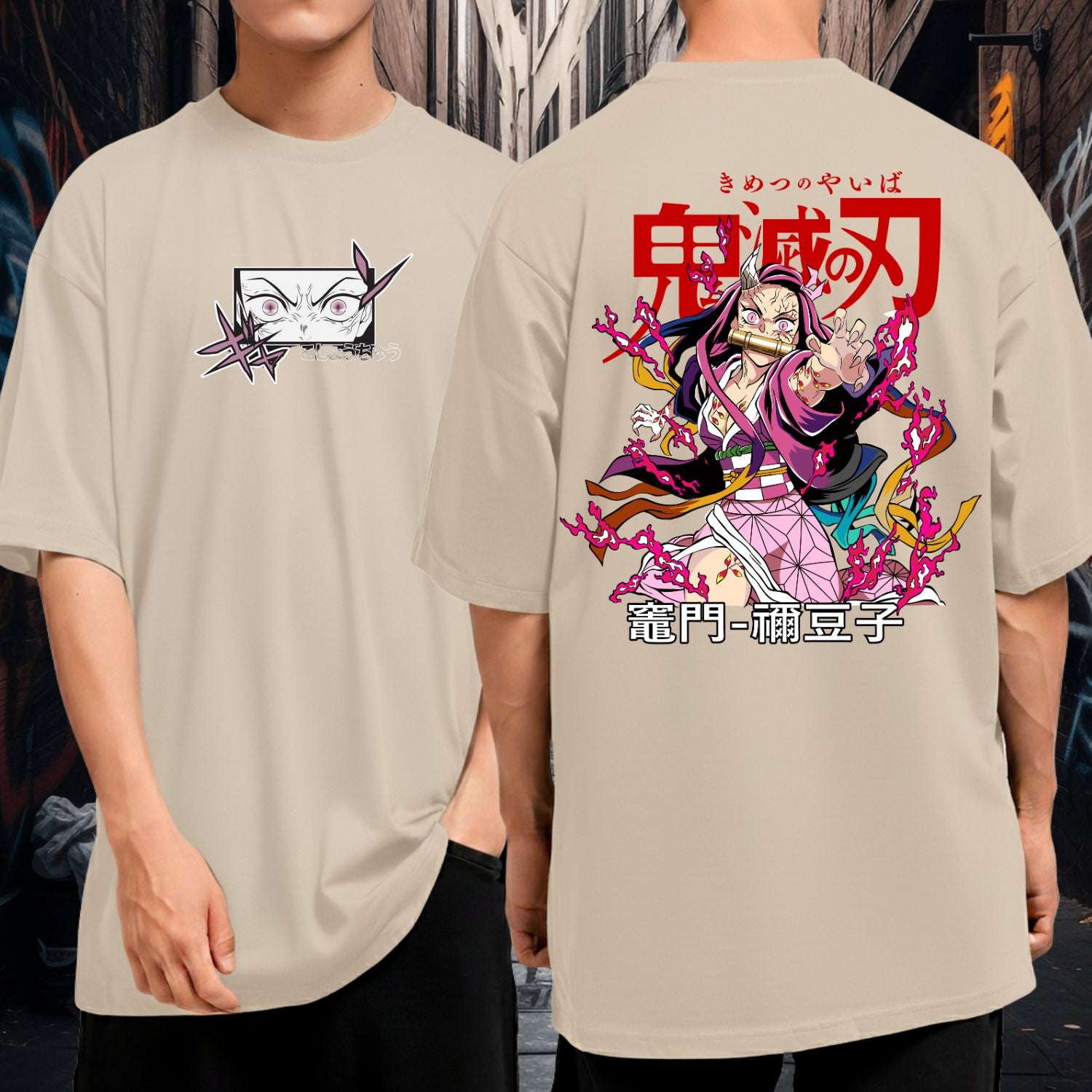 Camiseta Oversized Anime Demon Slayer Nezuko Oni 100% Algodão Malha Premium
