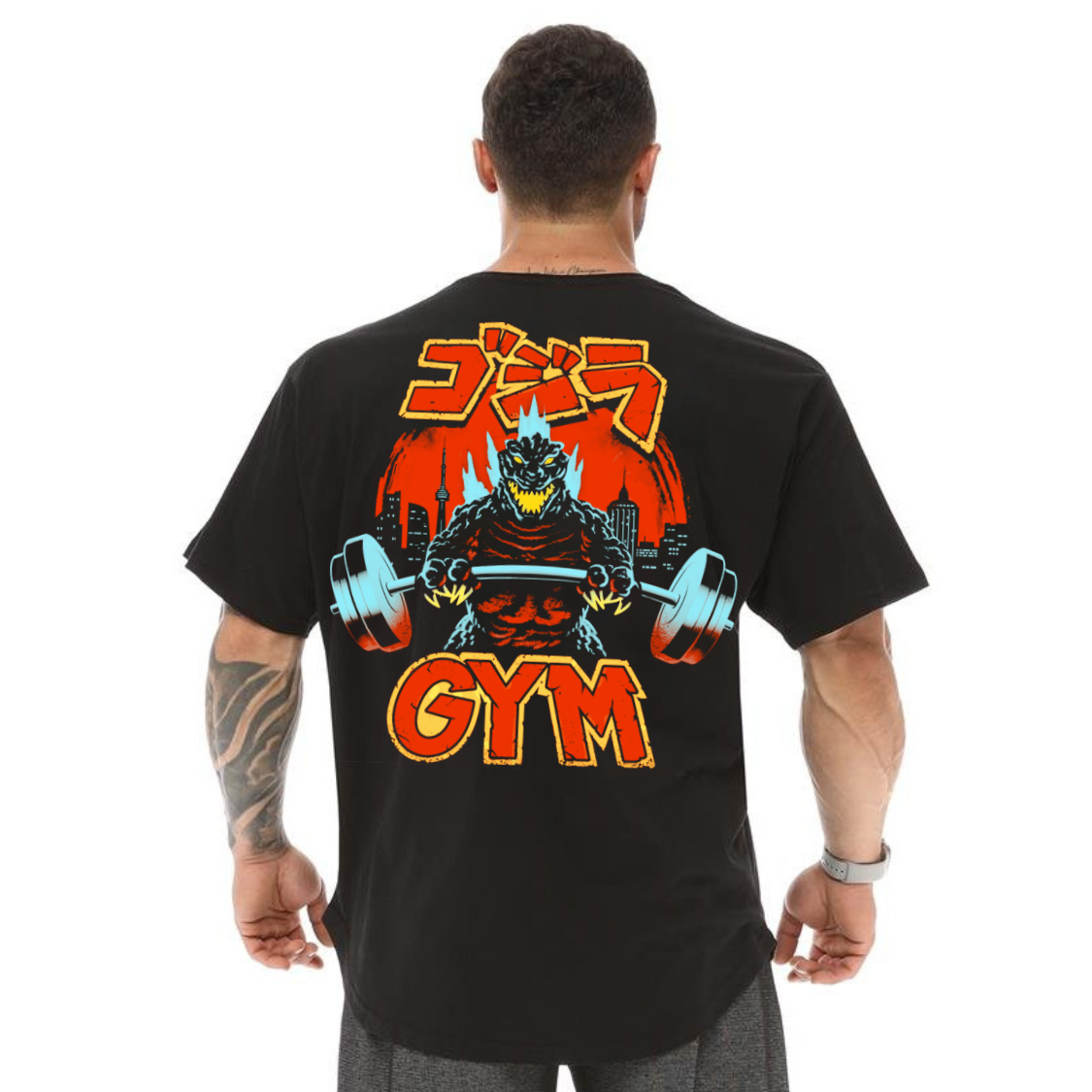 Camiseta Oversized 100% Algodão Godzilla Academia Malha Premium Gola Redonda