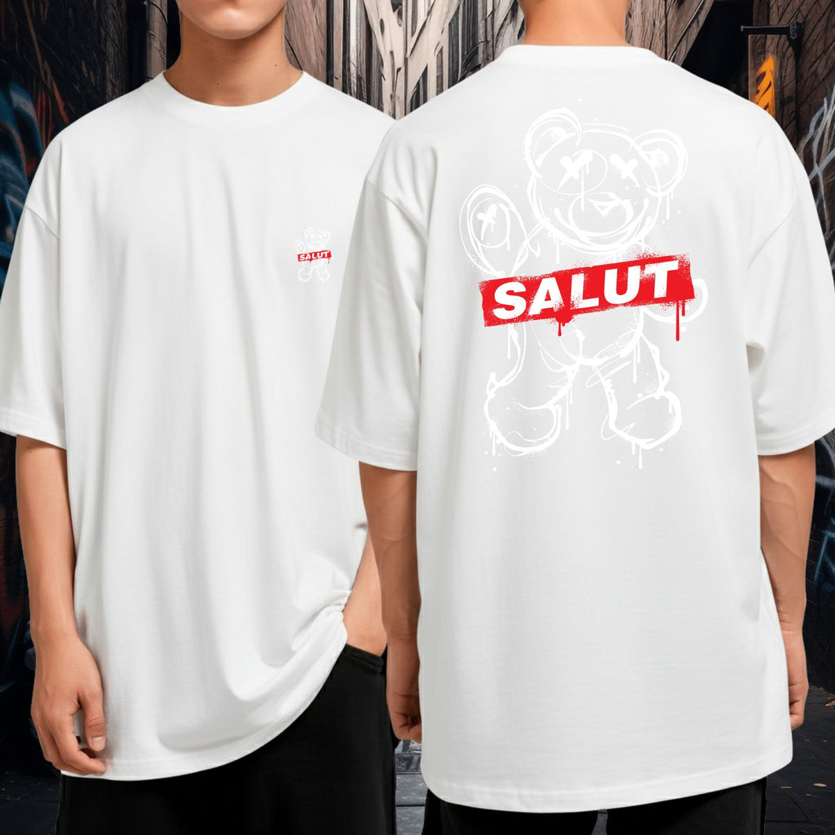 Camiseta Oversized Malha Premium Salut Bear Streetwear Blusão 100% Algodão