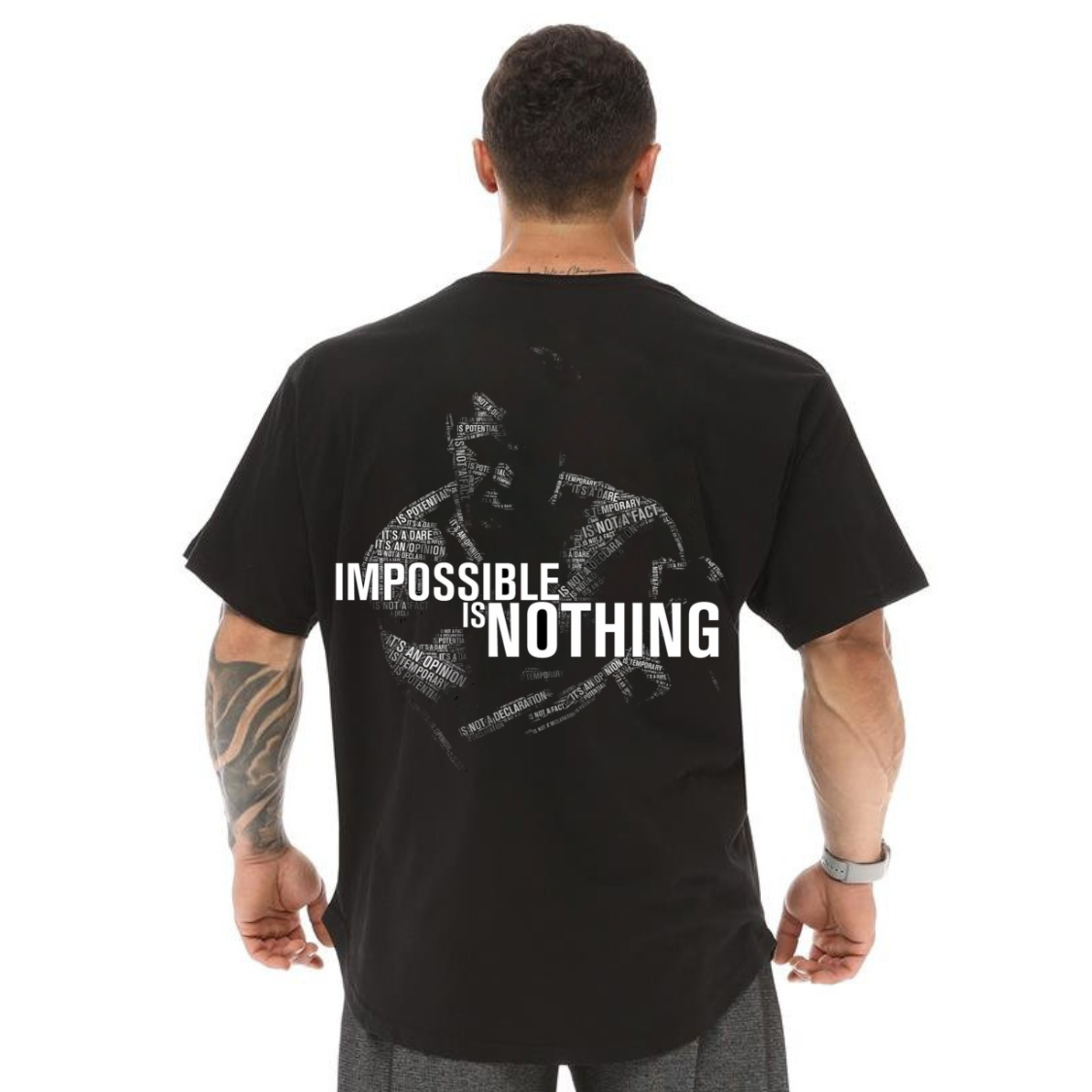 Camiseta Oversized Manga Larga iMPOSSIBLE IS NOTHING Motivacional Lutador Blusão Algodão