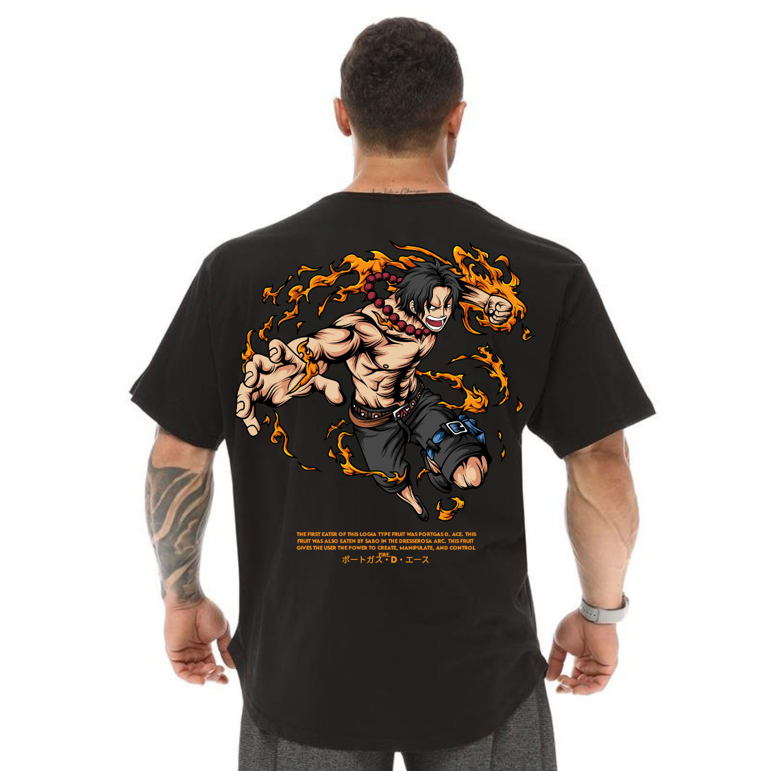 Camiseta Oversized One Piece Ace Tripulação Barba Branca Blusão 100% Algodão