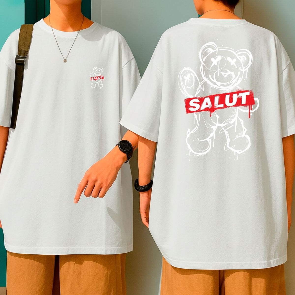 Camiseta Oversized Blusa Larga Bom Caimento Salut Bear Streetwear Iconic Style