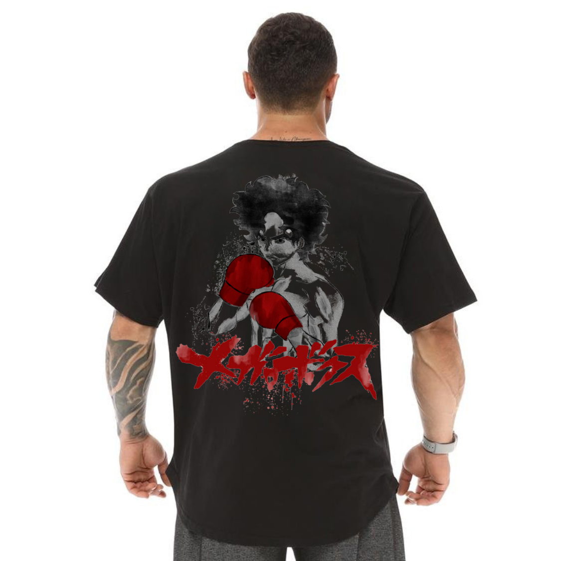 Camiseta Oversized Anime Boxe Luta Estampa Geek Blusão Malha Grossa Gola Redonda