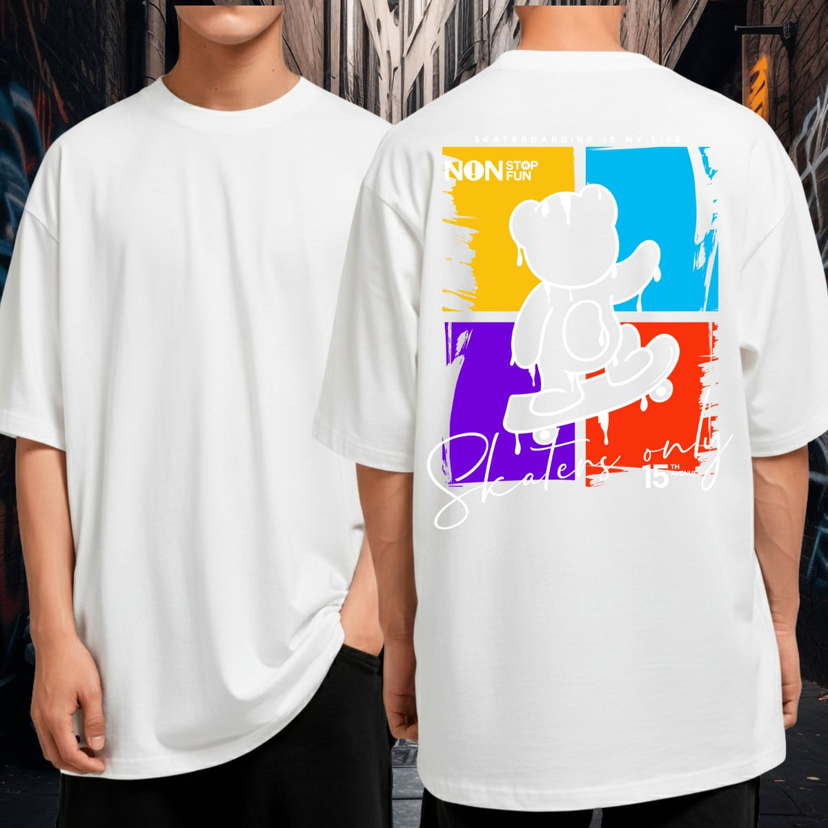 Camiseta Oversized Blusão 100% Algodão Streetwear Skaters Only Urso Skate
