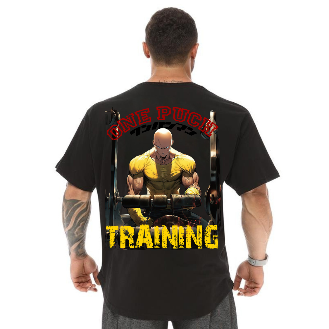 Camiseta Oversized One Punch Training Anime Saitama Malha Grossa Estampa Qualidade