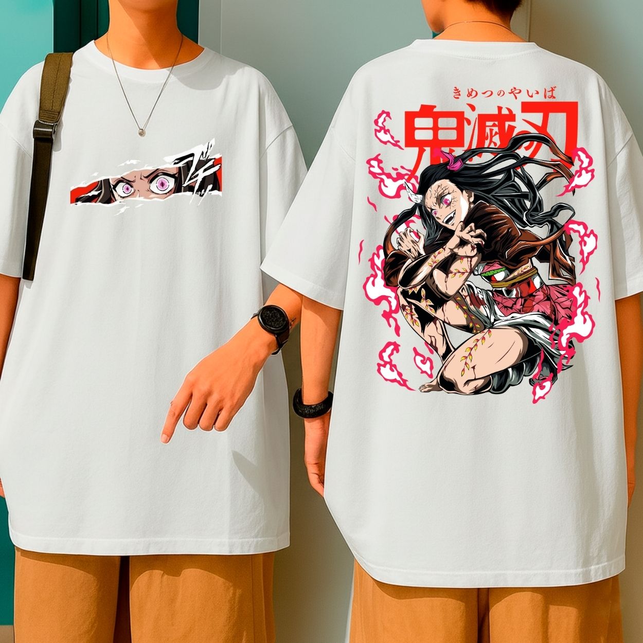 Camiseta Oversized Oni Demon Slayer Nezuko Kamado Gola Redonda Malha Premium