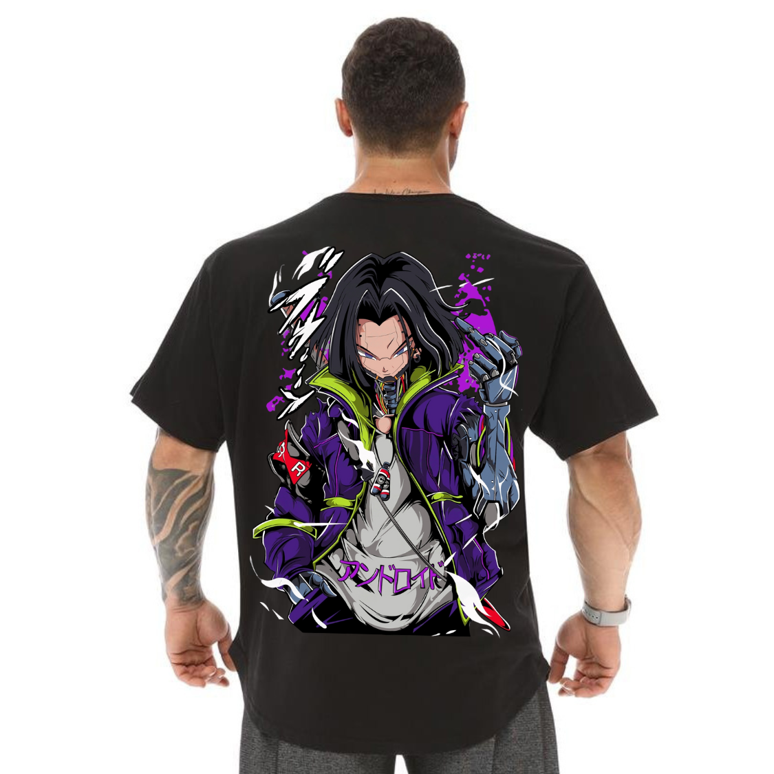 Camiseta Oversized 100% Algodão Otima Malha Android 17 Dragon Ball Z Anime Otaku
