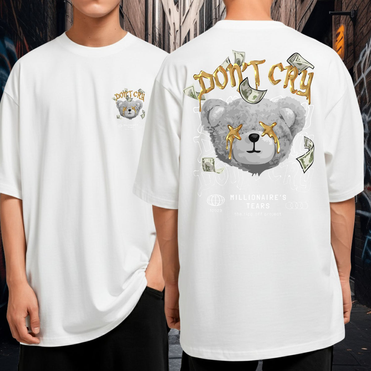 Camiseta Oversized Blusão 100% Algodão Streetwear Don’t Cry Millionaire’s Tears